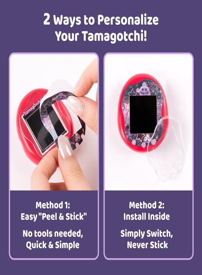 BUBBLELOGUS Devil Wing Case for Tamagotchi Uni, Silicone Cover with Holographic Laser Faceplate Sticker & Star Dust Plug, 3-in-1 Set (Black) - Image 4